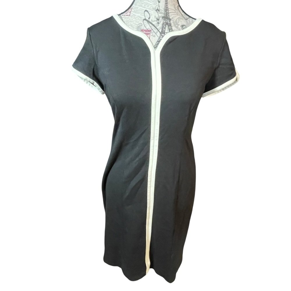 Talbots Black Dress with Cream Accents
